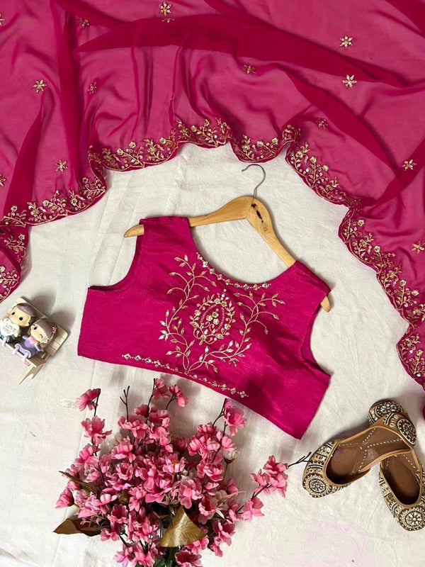 Red & Pink Chinon Dresses ,Pant Set with Dupatta