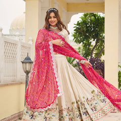Tissue Silk Embroidered Lehenga