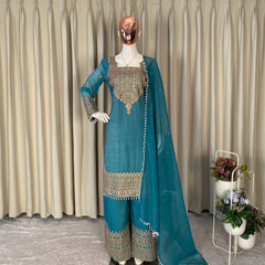 Wedding Wear Crunchy Embroidery Suit Indo Western