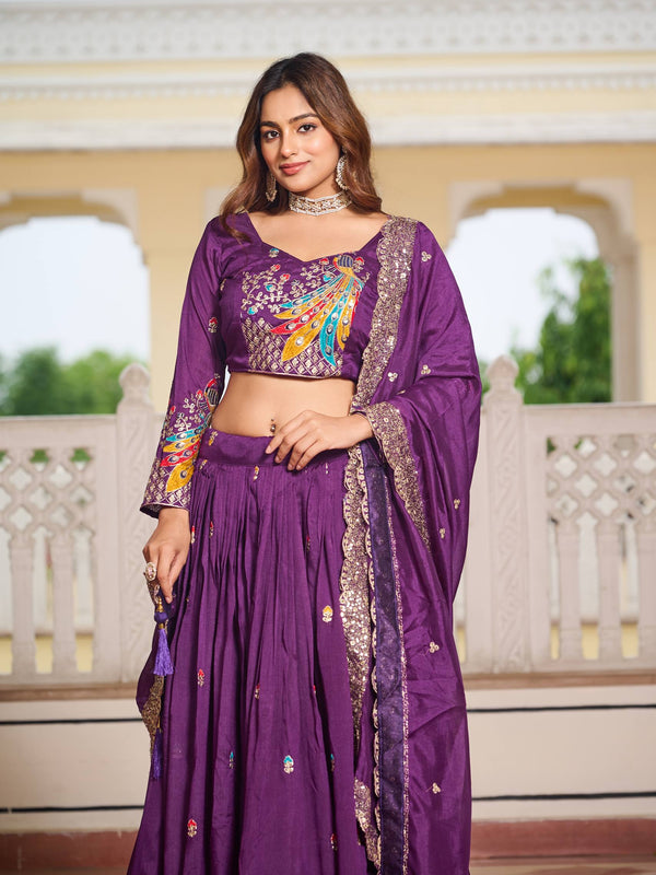 Heavy Embroidered Vichitra Lehenga