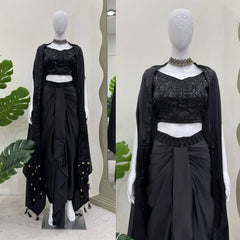 Embroidered Choli & Tassel Shrug Indo Western