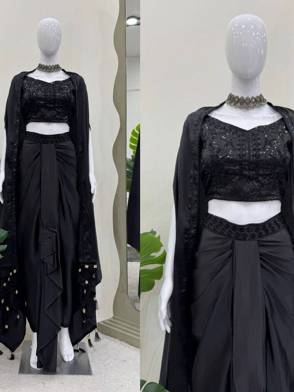 Embroidered Choli & Tassel Shrug Indo Western