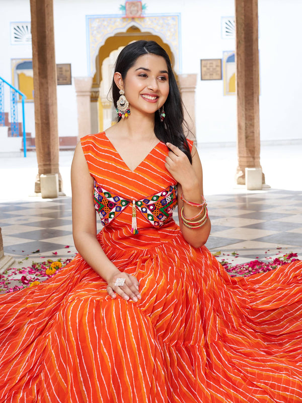 Gamathi with Real Mirror Work Lehenga