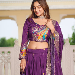 Heavy Embroidered Vichitra Lehenga