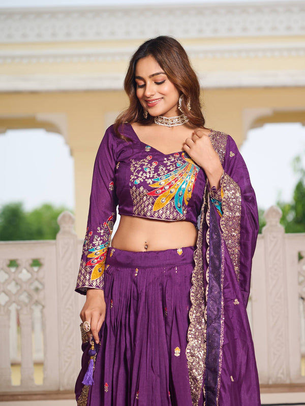 Heavy Embroidered Vichitra Lehenga