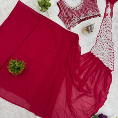 Embroidered Faux Georgette Saree