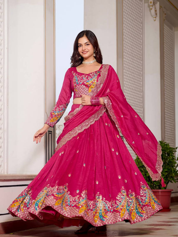 Heavy Embroidered Vichitra Lehenga