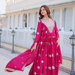 Elephant Motif Flared Lehenga