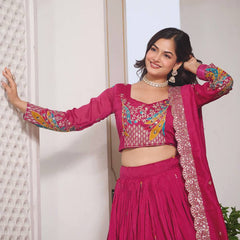 Heavy Embroidered Vichitra Lehenga