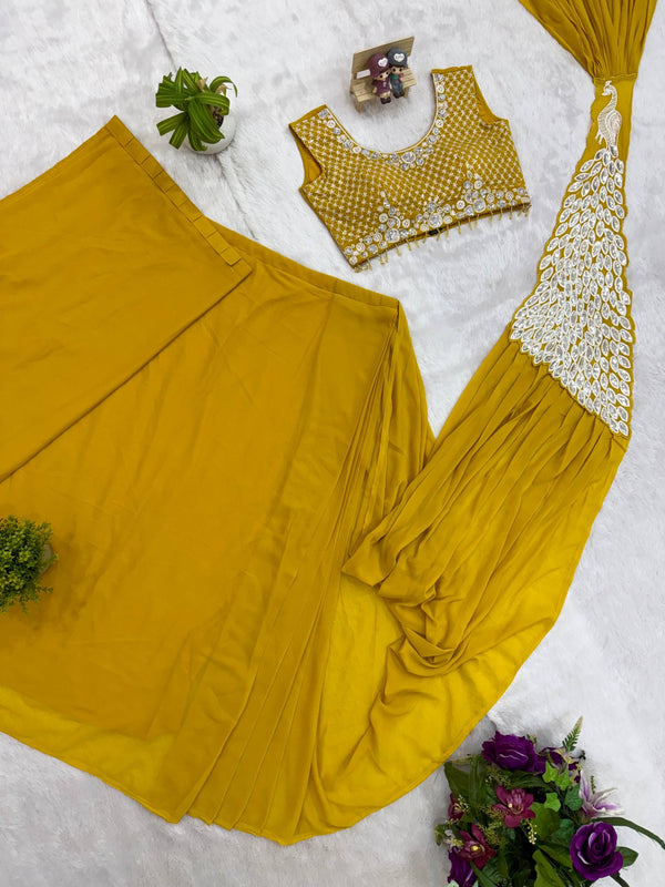 Embroidered Faux Georgette Saree