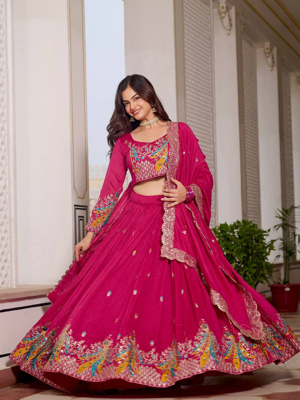 Heavy Embroidered Vichitra Lehenga