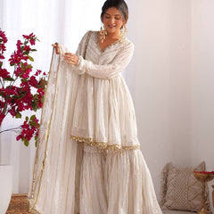 Mal Chanderi Mirror Work Sharara Set