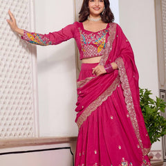Heavy Embroidered Vichitra Lehenga