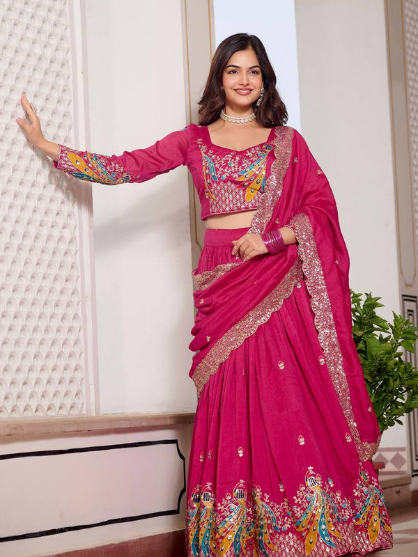 Heavy Embroidered Vichitra Lehenga