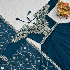 Embroidered Silk Dupatta Ensemble Lehenga