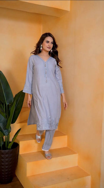 TRENDING RUNNING WEAR CO-ORD SET PAIR WITH BEAUTIFUL EMBROIDERY WORK