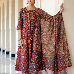 Heavy Rayon Printed Dresses with Chanderi Dupatta