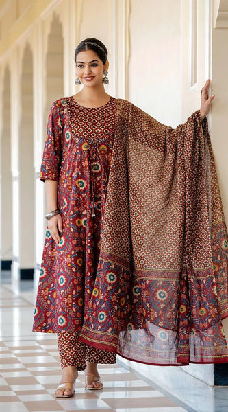 Heavy Rayon Printed Dresses with Chanderi Dupatta