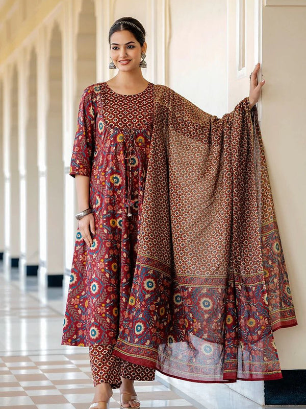 Heavy Rayon Printed Dresses with Chanderi Dupatta