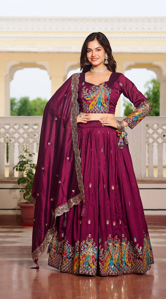 Heavy Embroidered Vichitra Lehenga