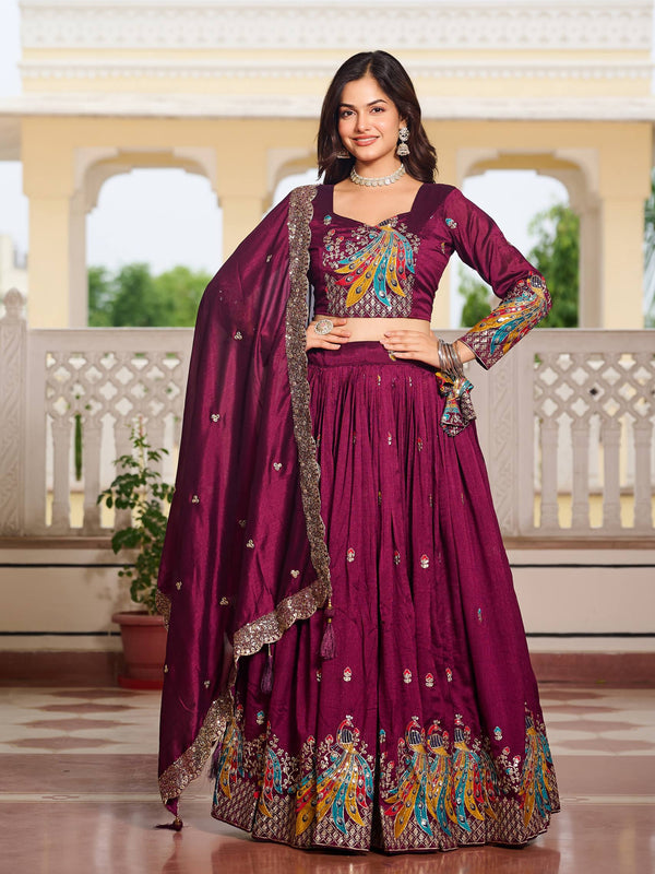 Heavy Embroidered Vichitra Lehenga
