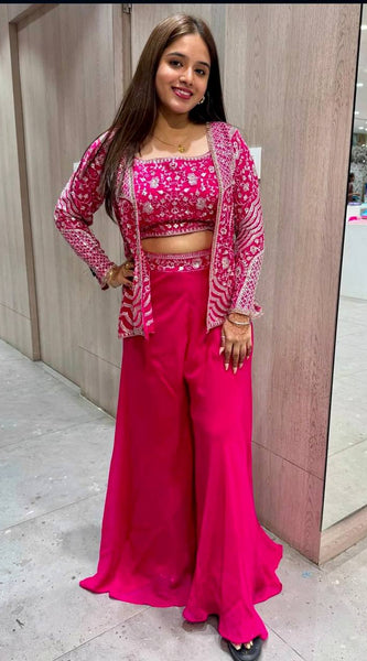 Rani Pink Palazzo Koti Blouse Set Indo Western
