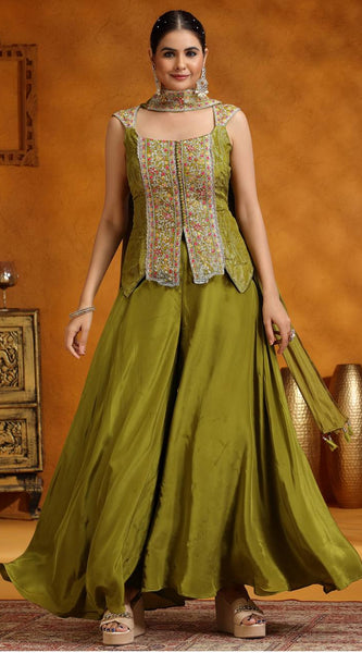 Mahendi-Colored Ethnic Ensemble Indo Western