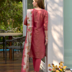 Floral Embroidered Tissue Silk Dresses