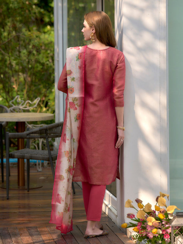 Floral Embroidered Tissue Silk Dresses