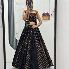 Ajrakh Print Cotton Lehenga With Jacket