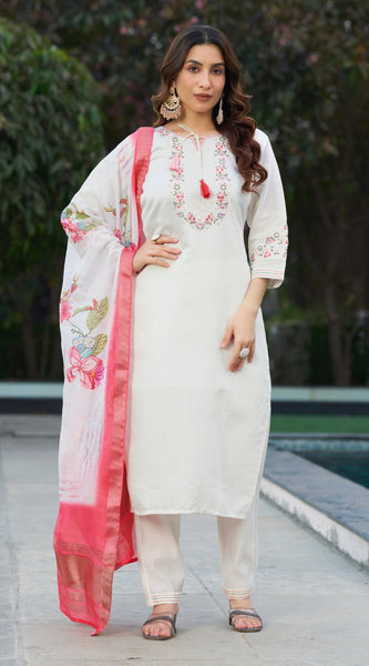 Embroidered Viscose Silk Dresses