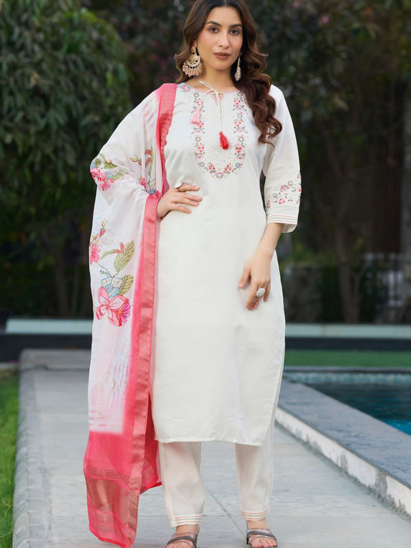 Embroidered Viscose Silk Dresses