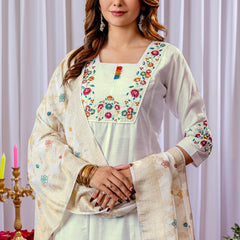 Mango Silk Embroidered Kurti Set Dresses