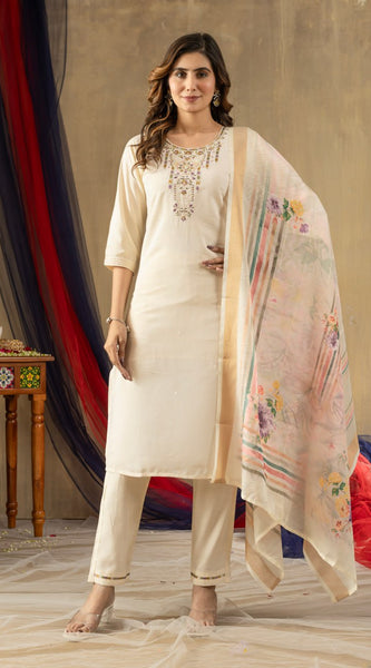 Shimmer Gold Silk Embroidered Dresses