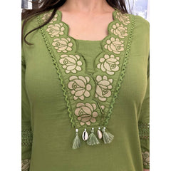 Embroidered Rayon Slub Cotton Dresses