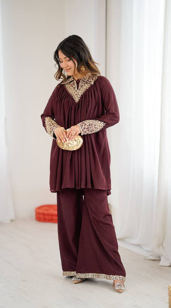 Embroidered Chinon Co-ord Sets