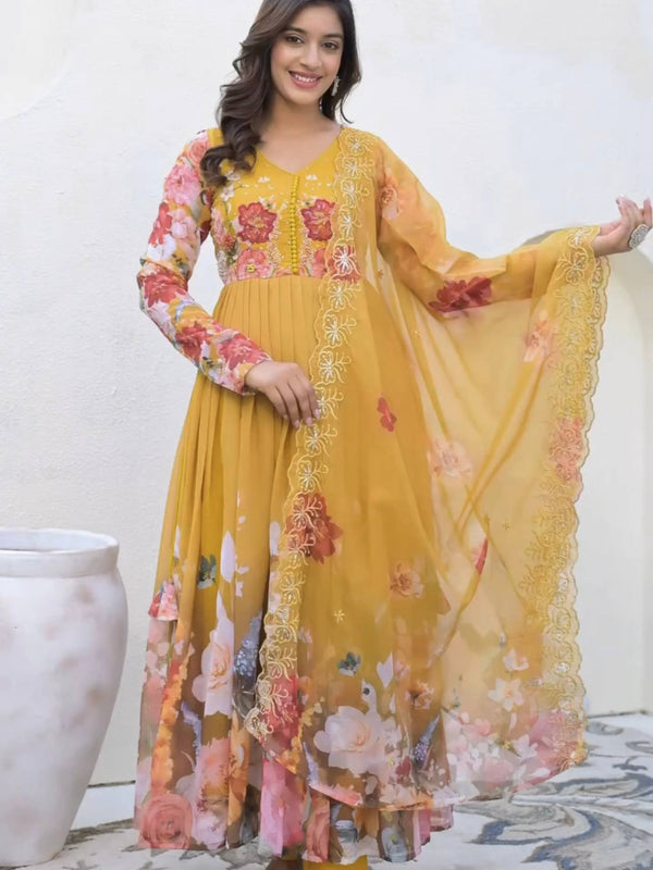 Embroidery Sequence Work With Digital Print With Lace Border Lehenga