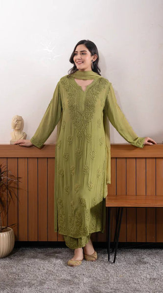 Faux Georgette Embroidered Palazzo Set