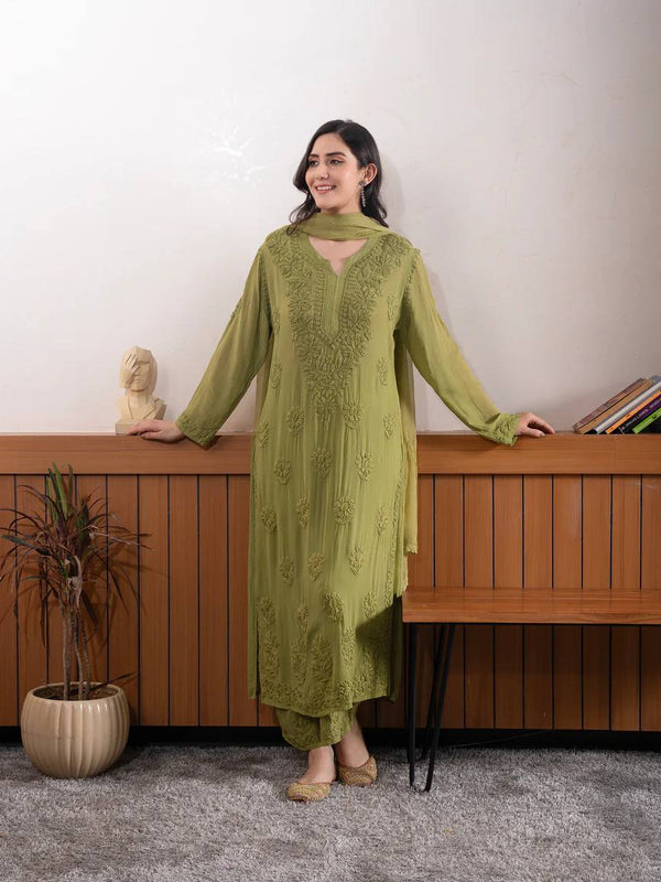 Faux Georgette Embroidered Palazzo Set