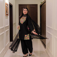 Embroidered Crape Silk Dresses