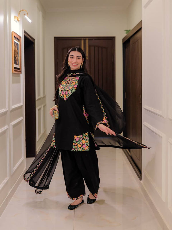 Embroidered Crape Silk Dresses