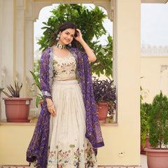 Tissue Silk Embroidered Lehenga