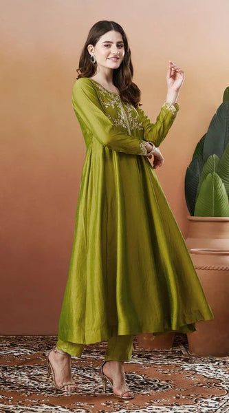 Embroidered Vichitra Silk Dresses