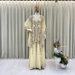 Party Wear Kurta Plazzo Set in Sequence Work Indo Western