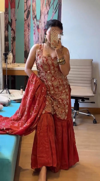 Luxury Simmer Silk Partywear Indo Western