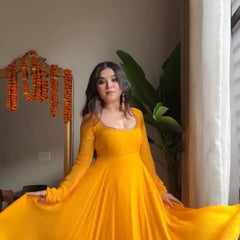 Handwork Haldi Anarkali Lehenga Set