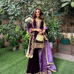 Premium Velvet Embroidered Indo Western