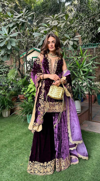 Premium Velvet Embroidered Indo Western
