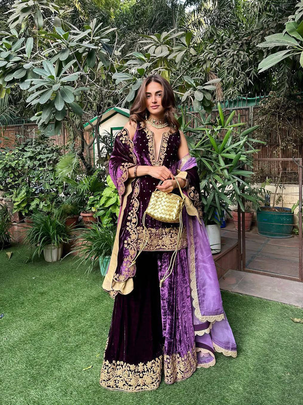 Premium Velvet Embroidered Indo Western