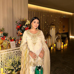 Premium Chinnon Silk Embroidered Indo Western